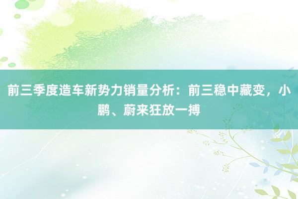 前三季度造车新势力销量分析：前三稳中藏变，小鹏、蔚来狂放一搏